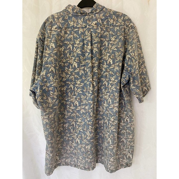 Reyn Spooner Shirt Half Button Short Sleeve Floral Blue Reverse Hawaiian… - Picture 2 of 3